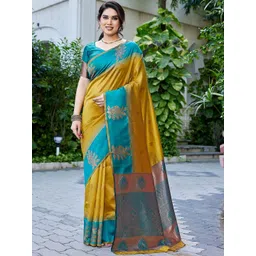 KALINI Woven Design Zari Silk Cotton Handloom Banarasi Saree-picture-24