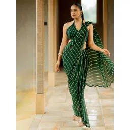 MIRCHI FASHION Leheriya Mirror Work Pure Georgette Leheriya Saree-image-27