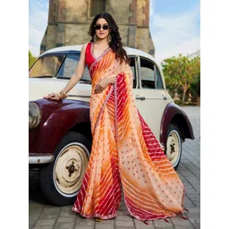 Kalista Bandhani Embellished Georgette Saree With Unstitched Blouse Piece-picture-28