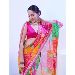 Kalista Bandhani Sequinned Pure Georgette Bandhani Saree-picture-28