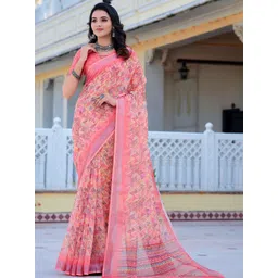 Kalista Geometric PrintedZari Pure Cotton Saree image 4