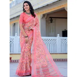 Kalista Geometric PrintedZari Pure Cotton Saree image 2