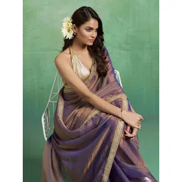 Kalista Sequinned Embellished Partywear Tissue Saree image 4
