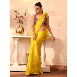 Kalista Solid Sequinned Pure Chiffon Saree-picture-13