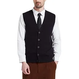 kallspin Men's Wool Blend Gilets Relax Fit V Neck Knit Sweater Vest Sleeveless Cardigan with Buttons-picture-19