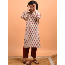 Kalp Boys Floral Printed Cotton A-Line Kurta with Pyjamas-picture-51