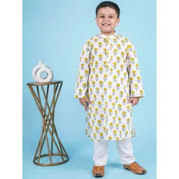 Kalp Boys Floral Printed Pure Cotton Straight Kurta with Trouser-picture-15
