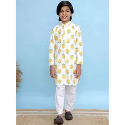 Kalp Boys Floral Printed Regular Pure Cotton Kurta with Trousers-picture-53