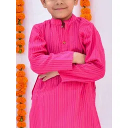 Kalp Boys Striped Pure Cotton Gulaal Straight Kurta with Pyjamas image 2