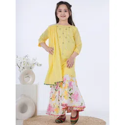 Kalp Girls Woven Design Embroidered Kurta with Sharara & Dupatta-picture-27