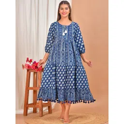 KALPARUN Ethnic Motifs Print A-Line Midi Dress-picture-11