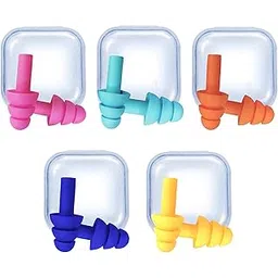 Kalpdev Soft Silicone Noise Reduction Ear Plugs for Sleeping, Meditation, Swimming. Reusable Earmuffs for Travel and Flight (Pack of 5 Pairs) Assorted-picture-27