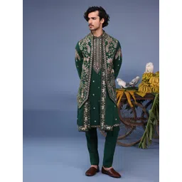 KALPRAAG Men Floral Embroidered Regular Sequinned Kurta with Trousers & With Dupatta-picture-16