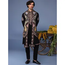 KALPRAAG Men Floral Embroidered Regular Sequinned Kurta with Trousers & With Dupatta-picture-34