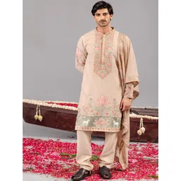 KALPRAAG Men Floral Printed Kurta with Churidar & Dupatta-picture-15