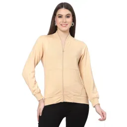 Kalt Beige Cotton Poly Blend Solid Sweat Shirts and Hoodies-picture-28