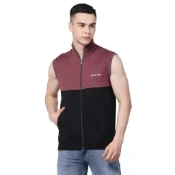 Kalt Black & Maroon Melange Regular Fit Jacket-picture-12