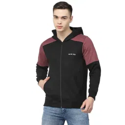 Kalt Black & Maroon Regular Fit Hooded Sweatshirt-picture-15