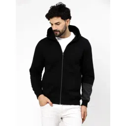 Kalt Black Regular Fit Solid Hooded Sweatshirt-picture-34