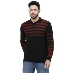 Kalt Black Regular Fit Striped Polo T-Shirt-picture-19