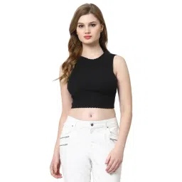 Kalt Black Self Design Crop Top-picture-42