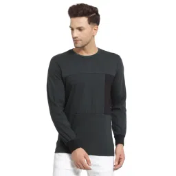 Kalt Bottle Green Regular Fit Colour Block SweatShirt-picture-27