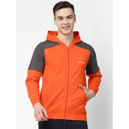 Kalt Colourblocked Hooded Front-Open Fleece Sweatshirt-picture-16