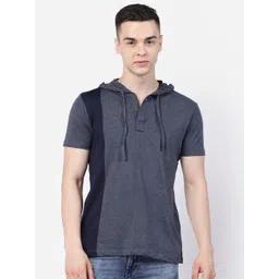 Kalt Colourblocked Short Sleeves Hood T-shirt-picture-17