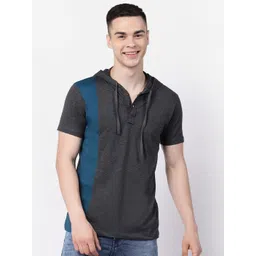 Kalt Colourblocked Short Sleeves Hood T-shirt-picture-31