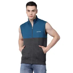 Kalt Dark Grey Melange & Teal Regular Fit Jacket-picture-24