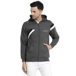 Kalt Dark Grey Regular Fit Striped Hooded SweatShirt-picture-24