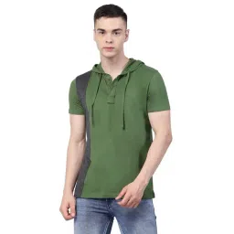 Kalt Green Regular Fit Hooded T-Shirt-picture-34