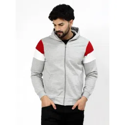 Kalt Grey Regular Fit Solid Hooded Sweatshirt-picture-36