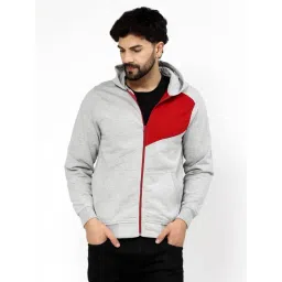 Kalt Grey Regular Fit Solid Hooded Sweatshirt-picture-14