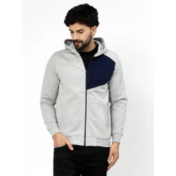 Kalt Grey Regular Fit Solid Hooded Sweatshirt-picture-10