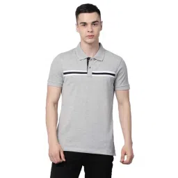 Kalt Light Grey Regular Fit Striped Polo T-Shirt-picture-22