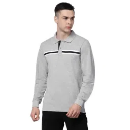 Kalt Light Grey Regular Fit Striped Polo T-Shirt-picture-20