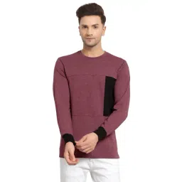 Kalt Maroon Regular Fit Colour Block SweatShirt-picture-28