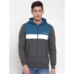 Kalt Men Colourblocked Hooded Fleece Sweatshirt-picture-20