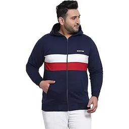 kalt Men Full Sleeve Striped Zipper Fleece Hoodie-picture-55