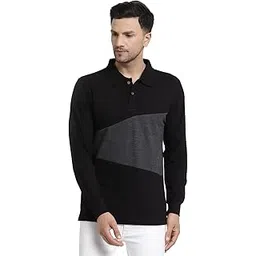kalt Men Full Sleeves Polo Neck Cotton Blend Dual Colour T-Shirt-picture-18