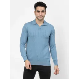 Kalt Men Full Sleeves Textured Knit Polo Collar T-Shirt-picture-32