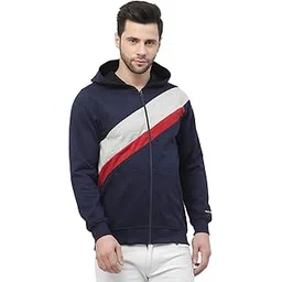 kalt Men Full Sleeves Zipper Fleece Colour Block Hoodie-picture-27