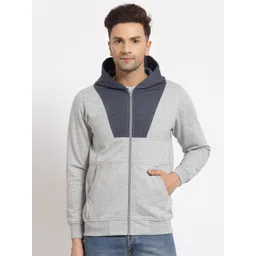 Kalt Men Grey Colourblocked Hooded Sweatshirt-picture-20