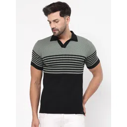 Kalt Men Striped Polo Collar Applique T-shirt-picture-28