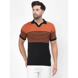 Kalt Men Striped Polo Collar Applique T-shirt-picture-29