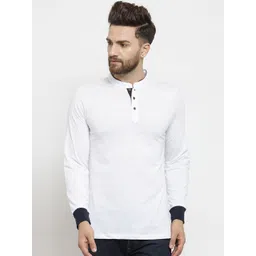 Kalt Men White Solid Mandarin Collar T-shirt-picture-38