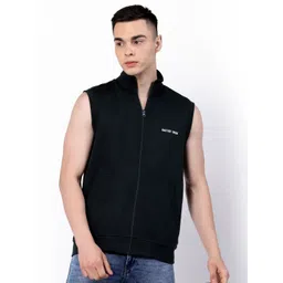 Kalt Mock Collar Sleeveless Zipper Fleece Front-Open Sweatshirt-picture-14