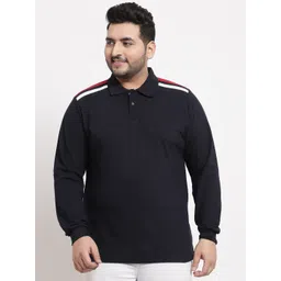 Kalt Plus Size Men Navy Blue Printed Polo Collar T-shirt-picture-30