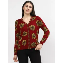 Kalt Red Floral Long Sleeves Cardigan-picture-45